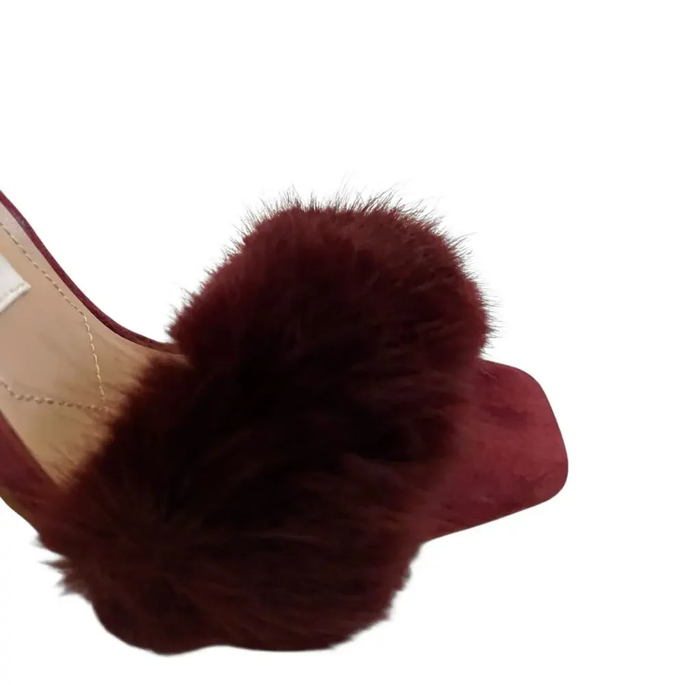 NEW Charles David Suede Faux Fur Empoli High Heel Women's 6.5M Maroon